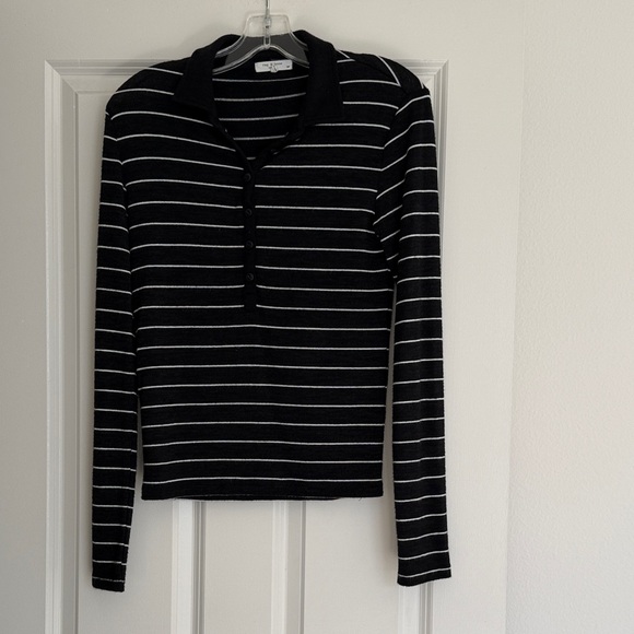 rag & bone Tops - Rag & Bone Black and White Striped Button Down Shirt